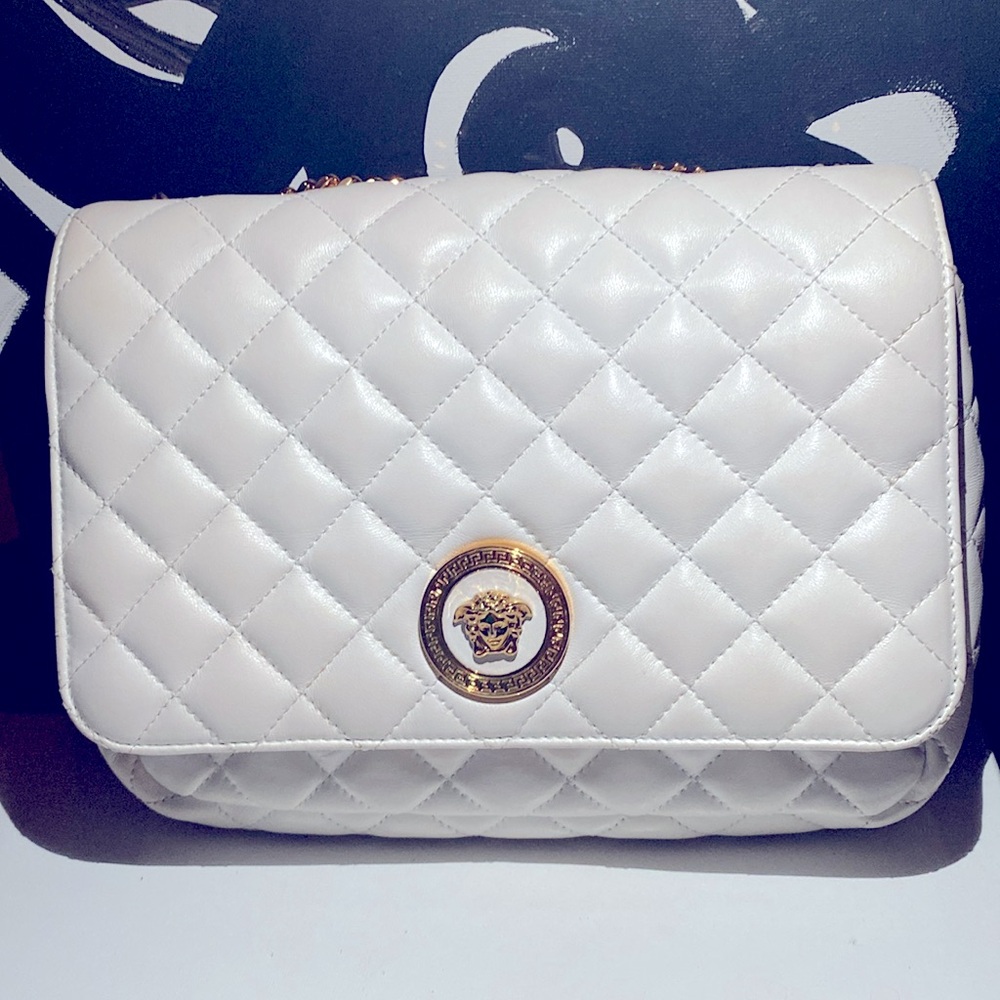 White Versace shoulder and Cross body Purse
